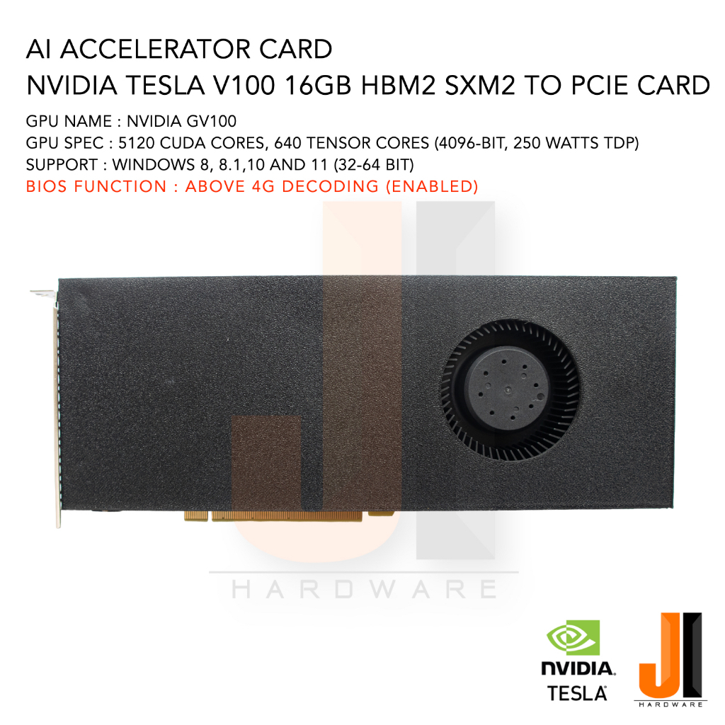 AI Accelerator card Nvidia Tesla V100 16GB HBM2 4096-Bit SXM2 to Pcie ...