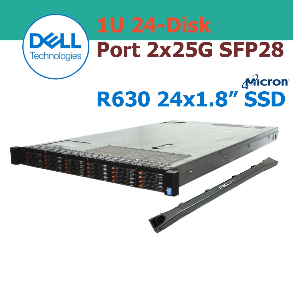 Dell R630 SSD 24x800GB 1.8" 19.2TB 1U Server 44C 88T 2xE5-2699Av4 Port ...