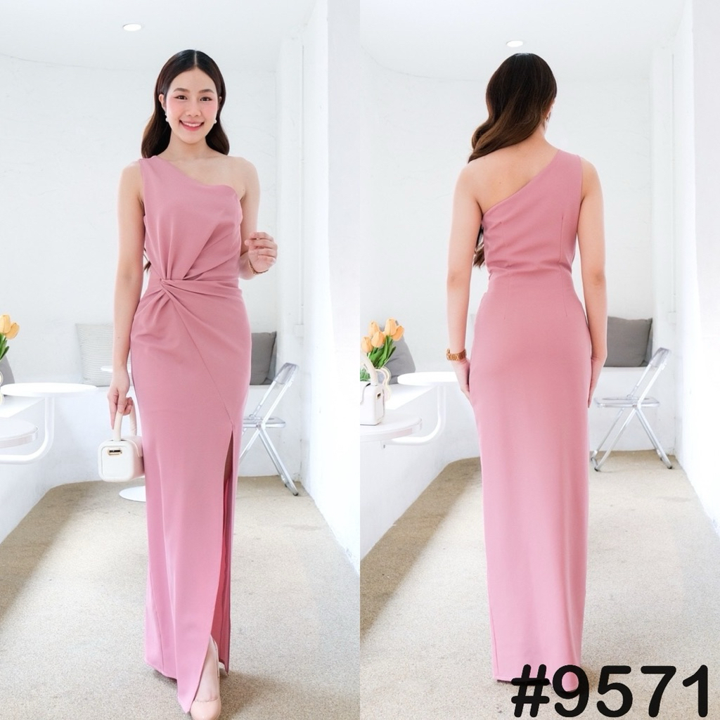 เดรสเกาหลีบ่าเดียว เรียบหรู ชุดออกงาน 2025 ผ้าดี ไซส์ S-XL | VO9571 มุมมองที่ 5