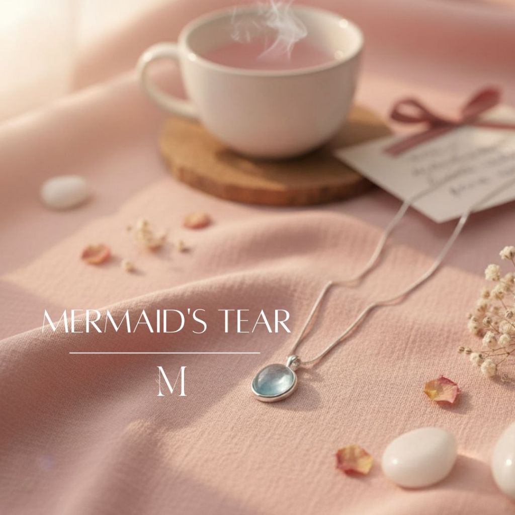 MIND สร้อยคอเงินแท้ Mermaid's Tear เงิน925 จี้สีน้ำทะเล ดีไซน์หยดน้ำ ...