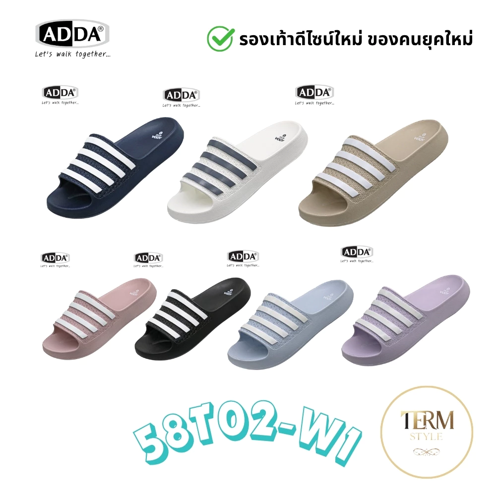 ADDA 58T02-W1 รองเท้าแตะผู้หญิง แบบสวม Comfort Fit นุ่มเบา กันน้ำ แห้งไว ของแท้