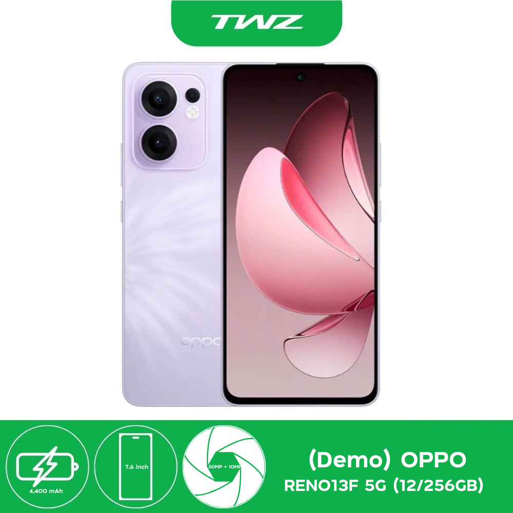(เครื่องDEMO) OPPO RENO13F 5G 12/256GB แบตเตอรี่ 5,800 mAh รองรับชาร์จ ...