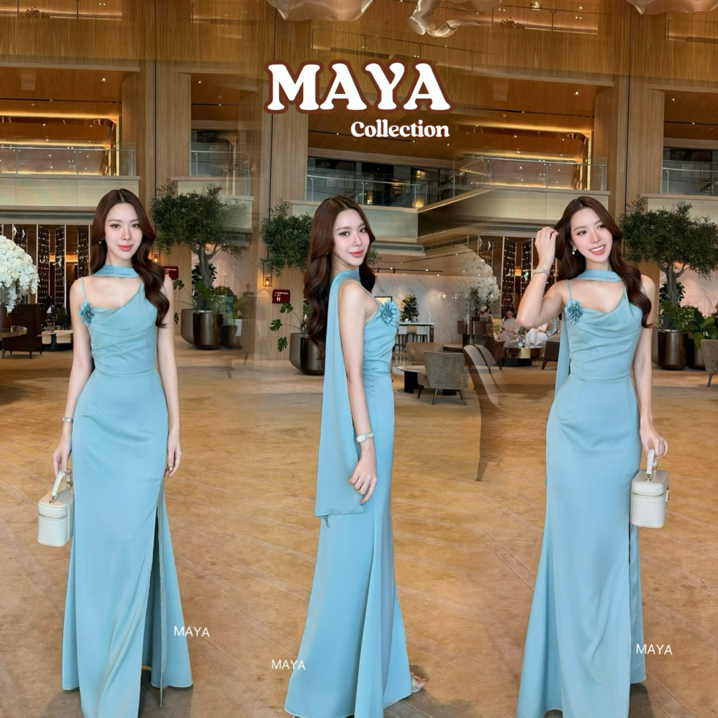 ชุดสไบเพื่อนเจ้าสาว MAYA G137 ทรงเข้ารูป ใส่ไปงานแต่ง พร้อมดอกไม้ 6 สี ไซส์ S-XL มุมมองที่ 4