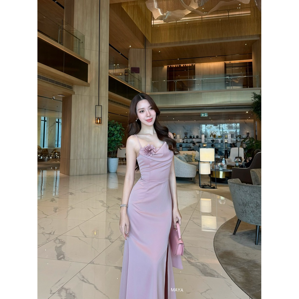 ชุดสไบเพื่อนเจ้าสาว MAYA G137 ทรงเข้ารูป ใส่ไปงานแต่ง พร้อมดอกไม้ 6 สี ไซส์ S-XL มุมมองที่ 6