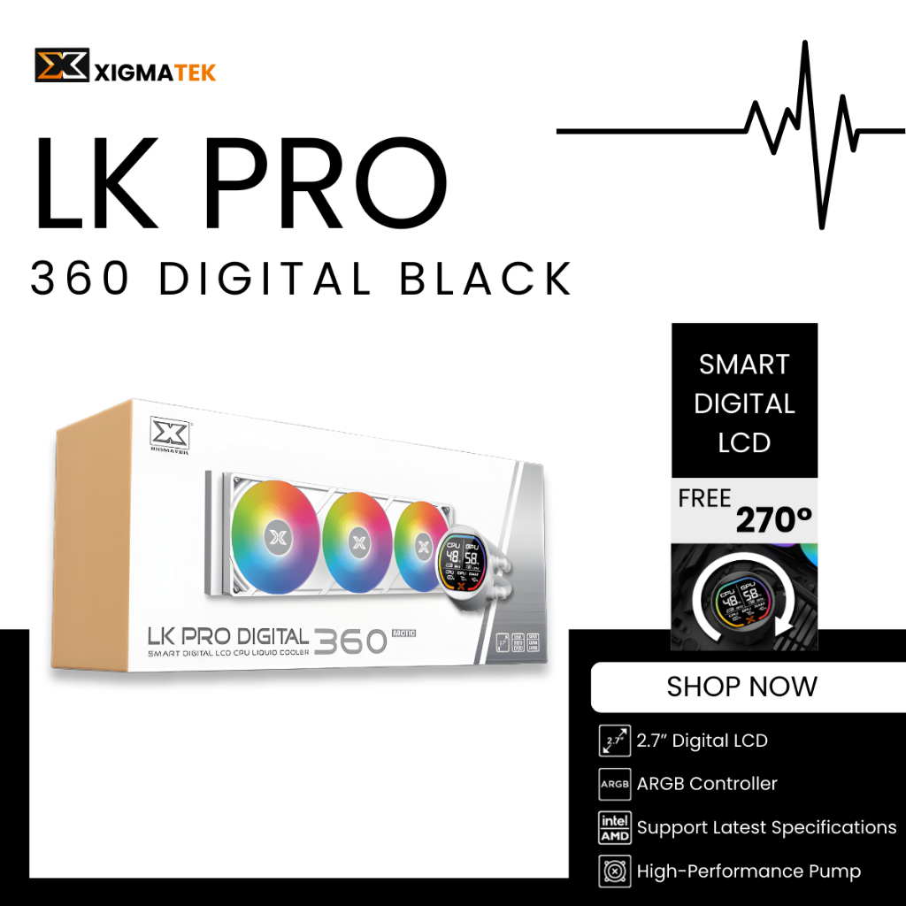 Liquid Cooler CPU ชุดน้ำปิดมีจอแสดงอุณภูมิ LK 240 l LK360 Pro Digital ...