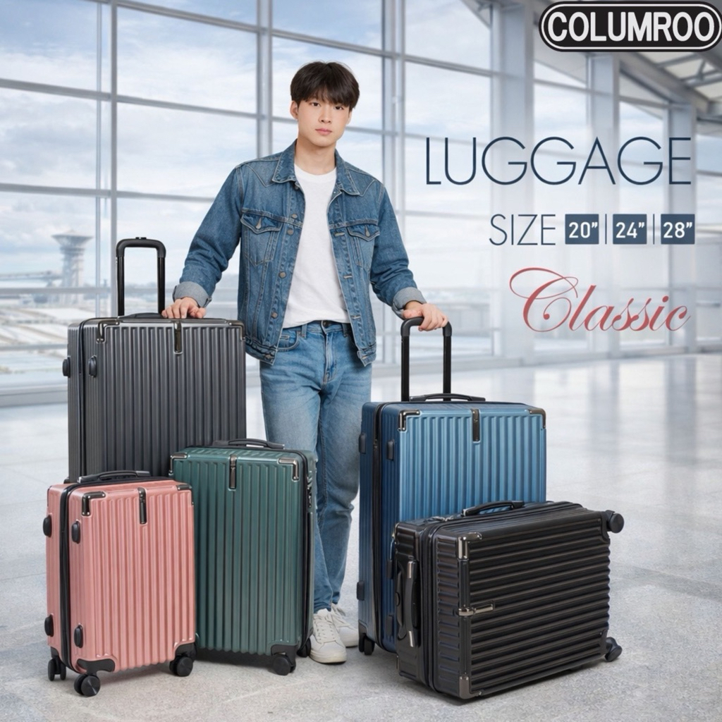 COLUMROO กระเป๋าเดินทางเดินทางโซนเอเชีย  วัสดุ ABS ผสม PC เข้ามุมกันกระแทก T050