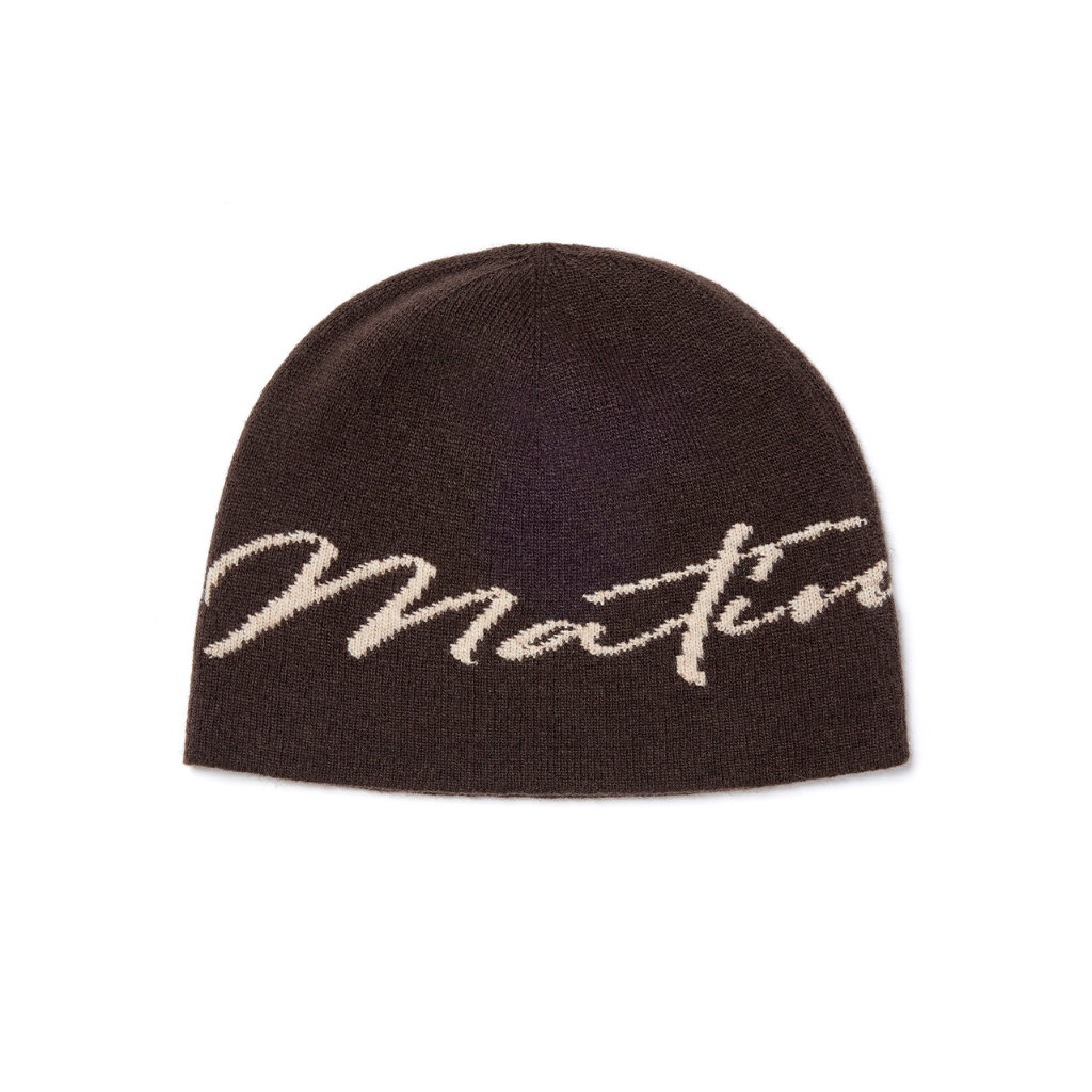 Matin Kim Logo Jacquard Short Beanie in (Black, Grey, White