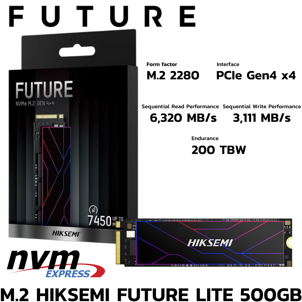 M.2 512 GB SSD M.2 PCIe 4.0 HIKSEMI FUTURE LITE NVMe M.2 2280