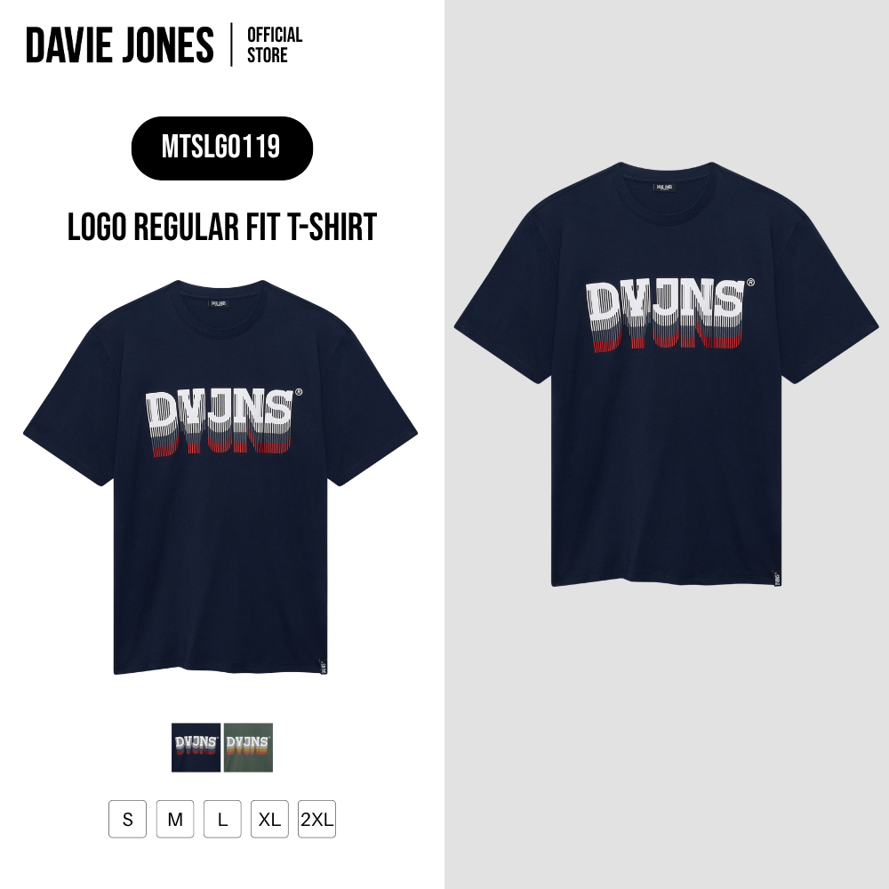 DAVIE JONES [BE FEARLESS] เสื้อยืดผู้ชาย Logo Regular Fit T-Shirt สีกรม เขียว LG0119