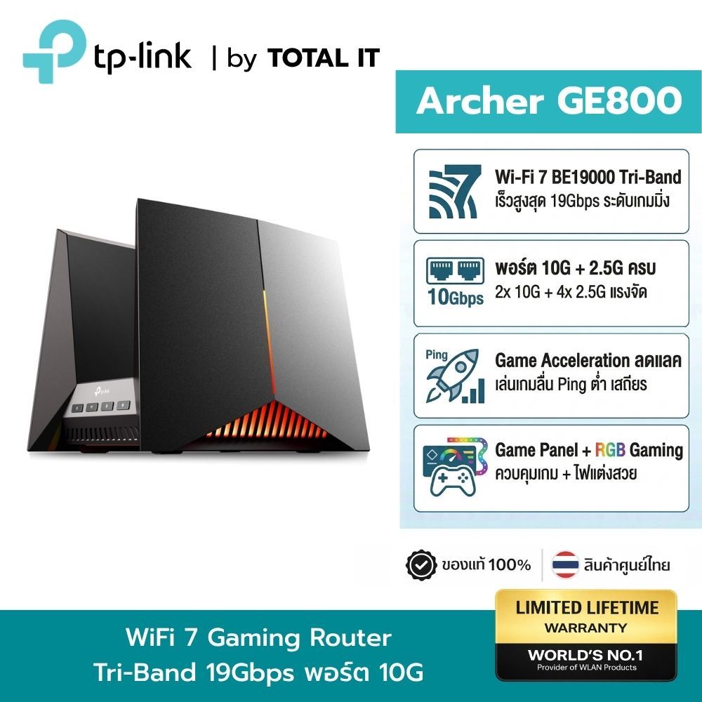 TP-Link Archer GE800 WiFi 7 Gaming Router BE19000 Tri-Band Dual 10G ...