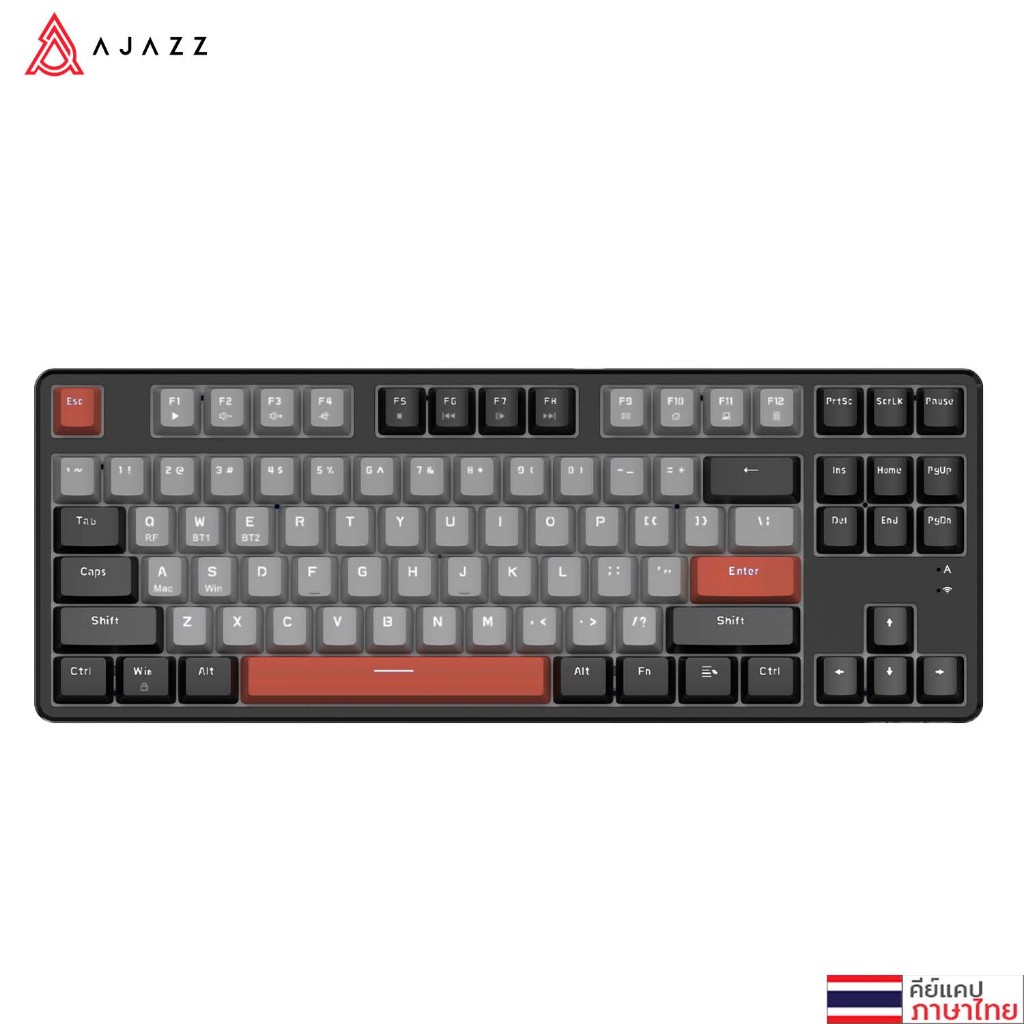 คีย์บอร์ดเกมมิ่ง Ajazz AK871 Wireless Hotswap Dual Module(2.4+BT) TKL 80% 87Key Mechanical Keyboard รับประกันสินค้า 1 ปี