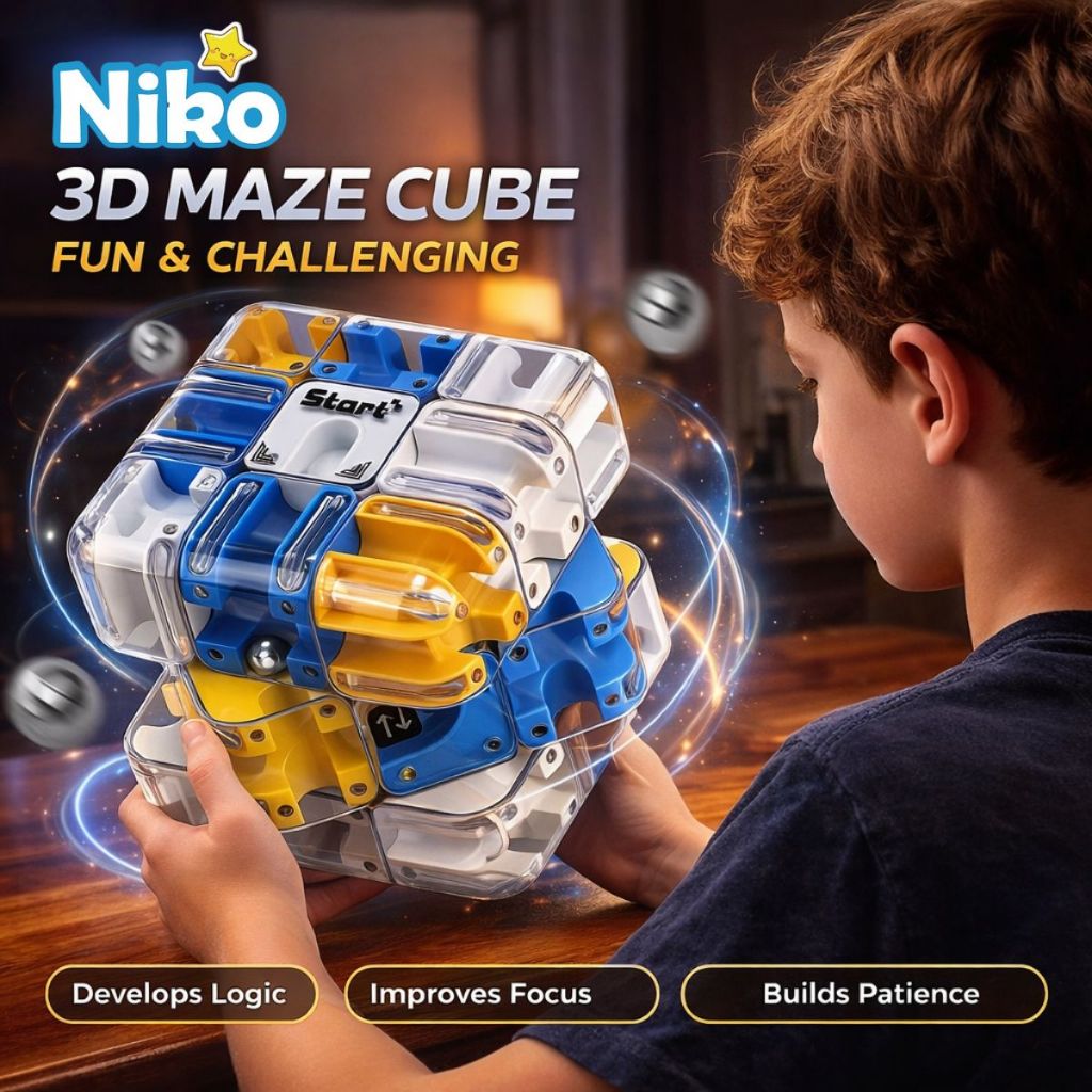 NIKO 3D Rolling Ball Maze Cube ลูกบาศก์เขาวงกต ปริศนาฝึกตรรกะ คลายเครียด แข่งจับเวลาได้ สำหรับเด็กและผู้ใหญ่