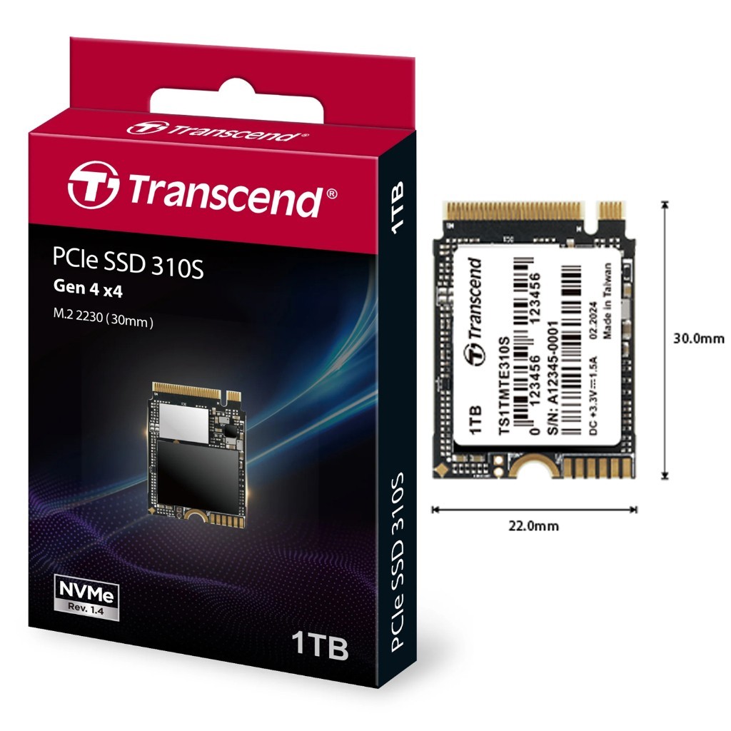 Transcend PCIe M.2 2230 SSD Gen 4x4 : 1TB(TS1TMTE310S) รับประกัน 5