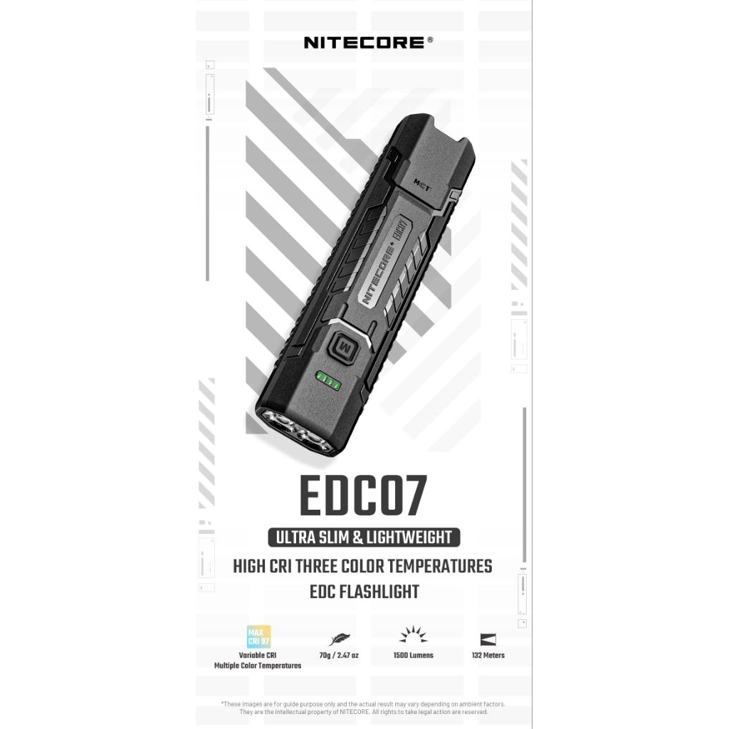 ไฟฉาย Nitecore EDC07Ultra Slim & Lightweight High CRI Three Color ...