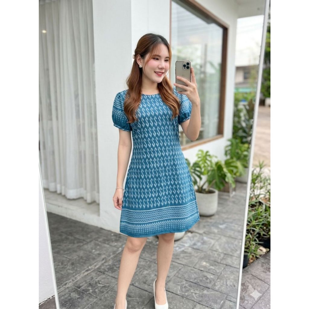เดรสผ้าฝ้ายเชียงใหม่ ทรงA พรางพุง สีสวย ใส่สบาย พร้อมส่งเก็บปลายทาง มุมมองที่ 2