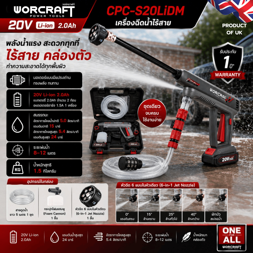 Worcraft เครื่องฉีดน้ำไร้สาย CPC-S20LiDM | Shopee Thailand