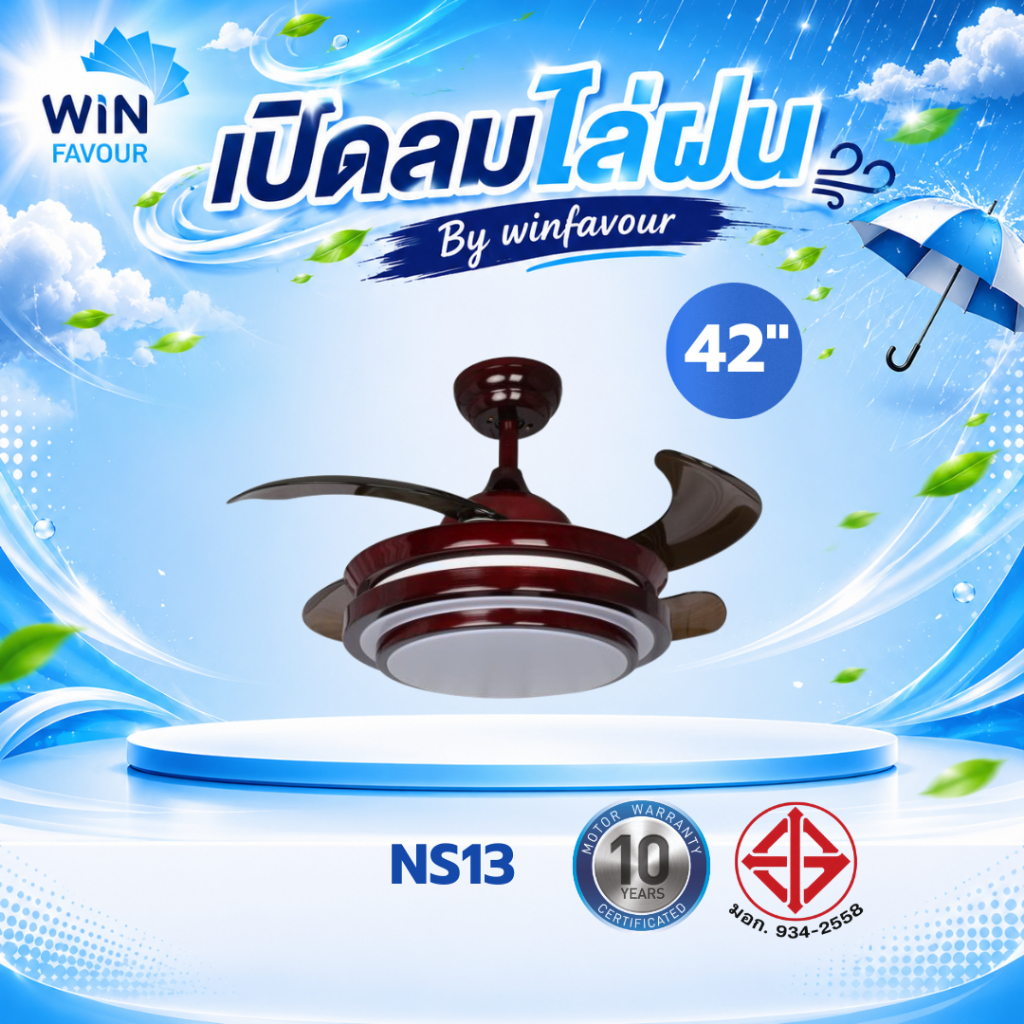 [พร้อมส่ง]พัดลมโคมไฟรุ่น NS13 สีไวท์แดง พัดลมเพดาน42นิ้ว พัดลมเพดาน พัด ...