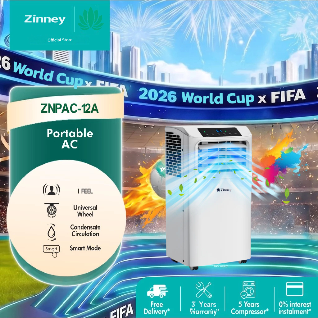 Zinney แอร์เคลื่อนที่ Portable Air 7000-12000 BTU เย็นเร็ว หน้าจอแสดงผล LED ติดตั้งง่าย มีรีโมตคอนโทรล รุ่น ZNPAC-07-12A