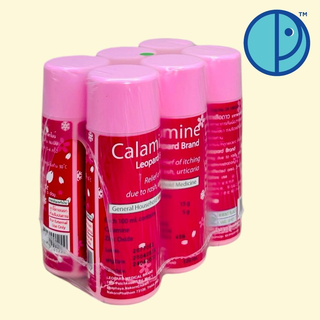 (ยกแพค 6 ขวด) Calamine Leopard Brand คาลาไมน์ ตราเสือดาว ยาทาแก้ผดผื่น ...