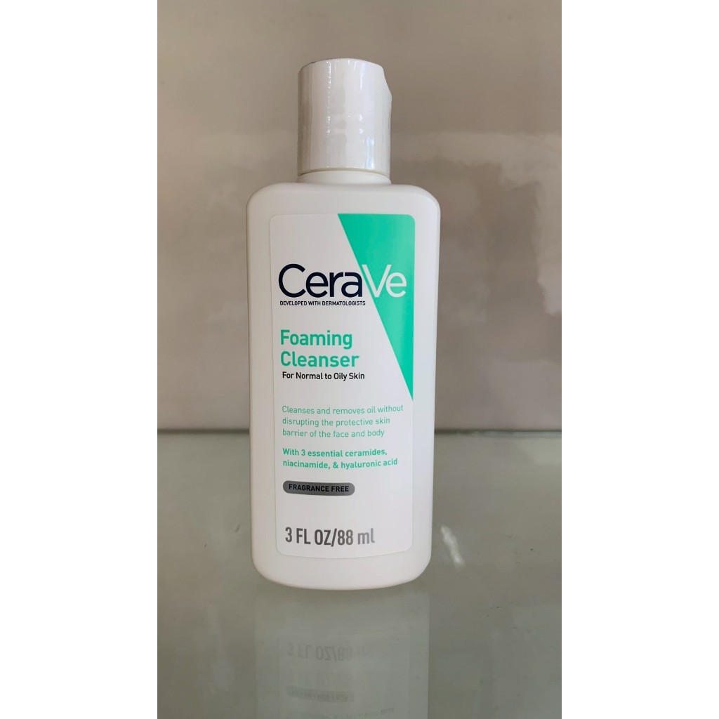 เซราวี CERAVE Foaming Cleanser คลีนซิ่งโฟมทำความสะอาดผิวหน้าและผิวกาย สำหรับผิวมัน 88ml.