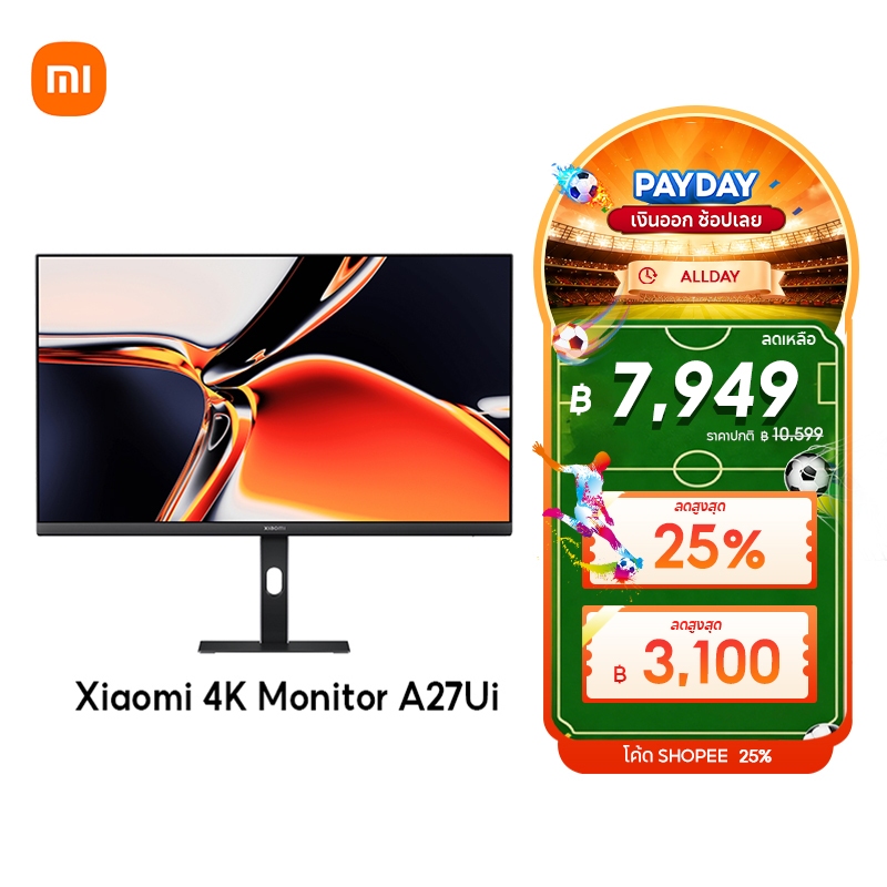 Xiaomi 4K Monitor A27Ui คุณภาพภาพ 4K UHD หน้าจอ IPS แบบแข็งขนาด 27 นิ้ว พอร์ต USB-C อเนกประสงค์