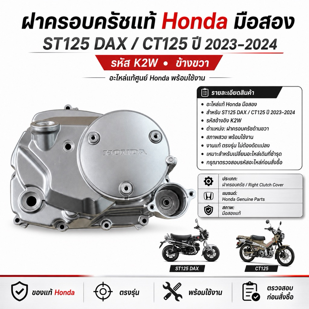 ฝาครอบครัชST-125 DAX CT125 ปี2023-2024 แท้ รหัส K2W ข้างขวา | Shopee ...