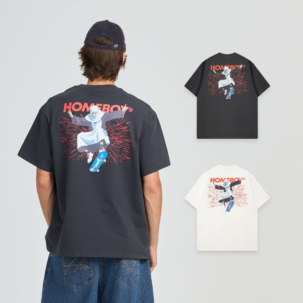 HOMEBOY เสื้อOVERSIZE  HB.THE.NUN.KICKFILP   คอตตอน100% ใส่ได้ทุกวัน