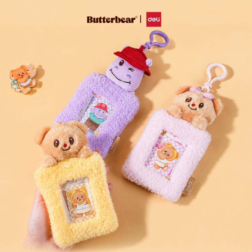 (Butterbear X Deli) ที่ห้อยบัตร ที่ห้อยการ์ด การ์ดโฮลเดอร์ ขนนุ่ม บัตเตอร์แบร์ ฮิปปี้ (3 สี)