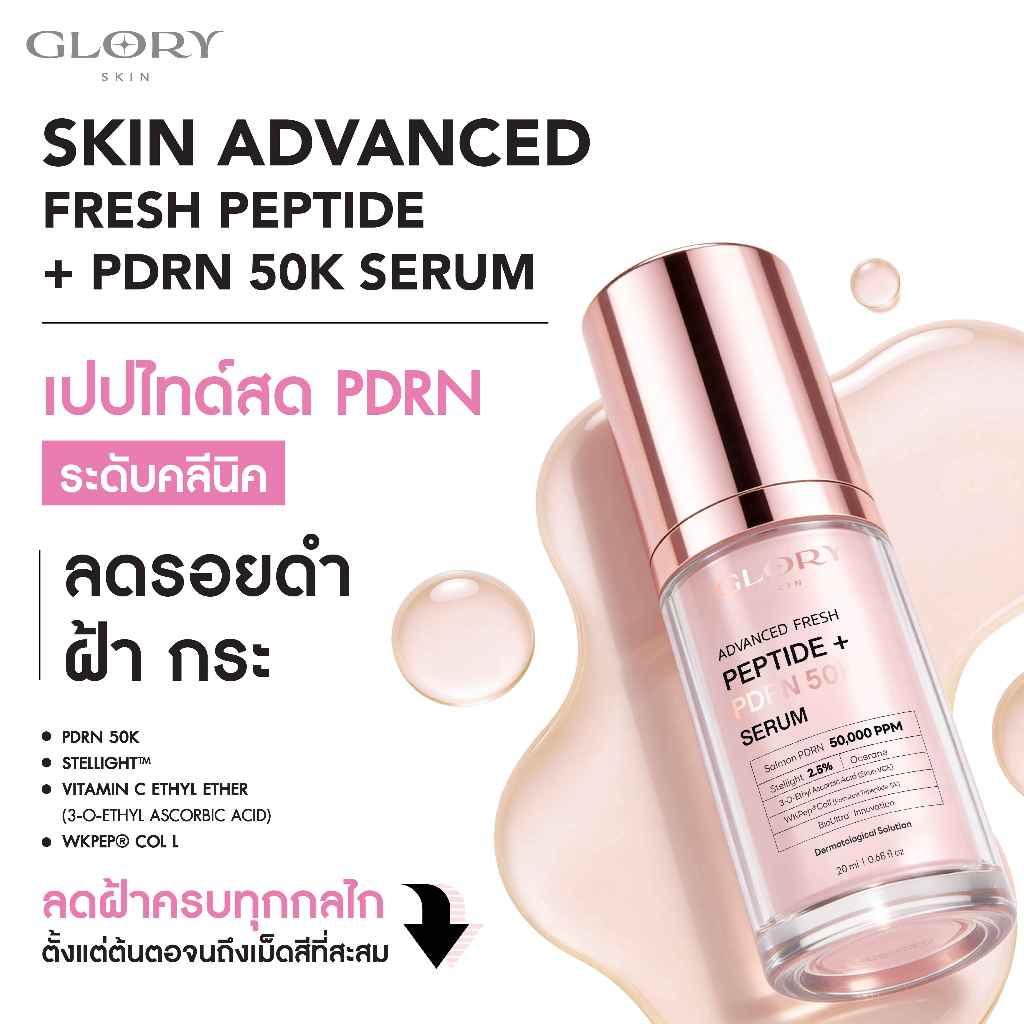 GLORY SKIN ADVANCED FRESH PEPTIDE + PDRN 50K SERUM เปปไทด์สด PDRN ระดับคลีนิค ลดรอยดำ ฝ้า กระ