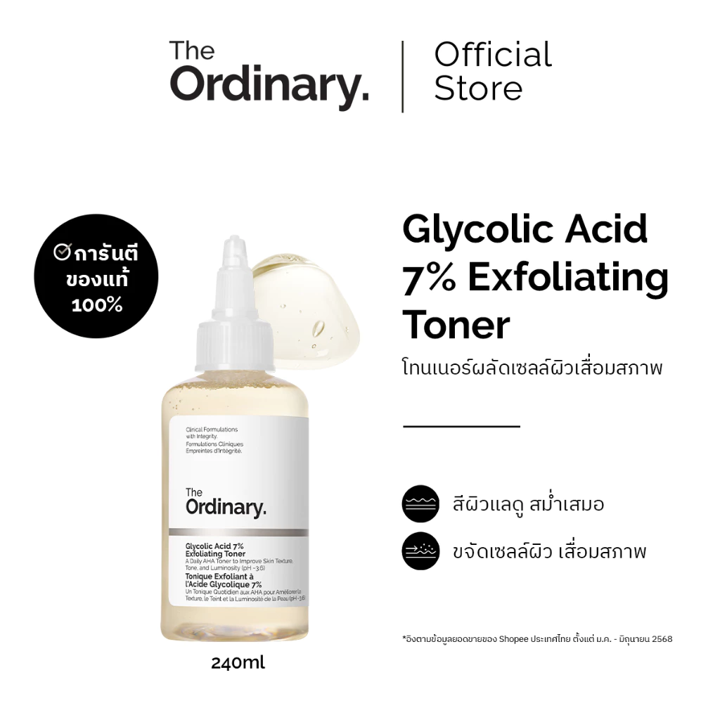 รีวิว The Ordinary Glycolic Acid 7% Exfoliating Toner โทนเนอร์ผลัดเซลล์ผิว สเปก จุดเด่น และราคาล่าสุด (the ordinary glycolic acid 7 exfoliating toner) 2