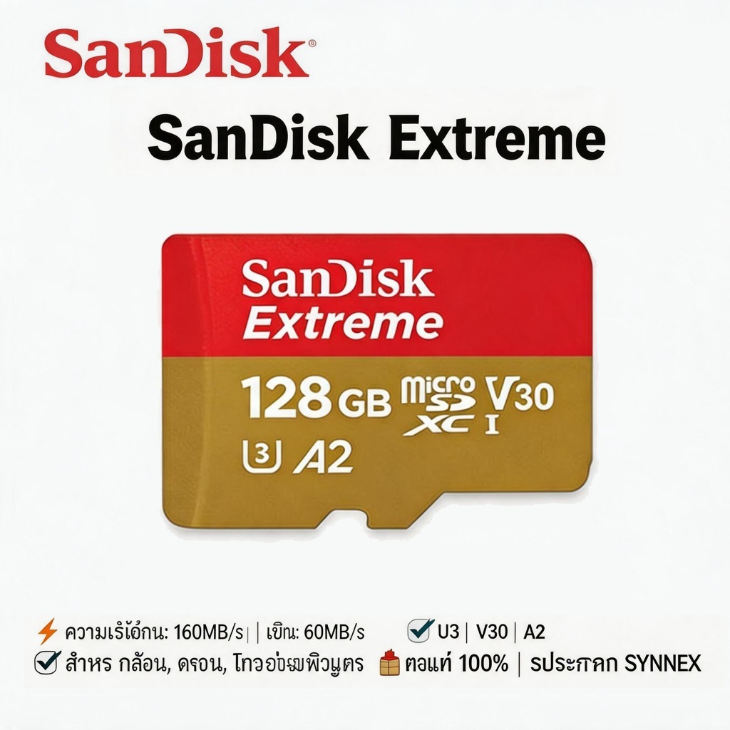 SanDisk Extreme microSD Memory Card with Adapter A2 V30 32GB/64GB/128GB ...