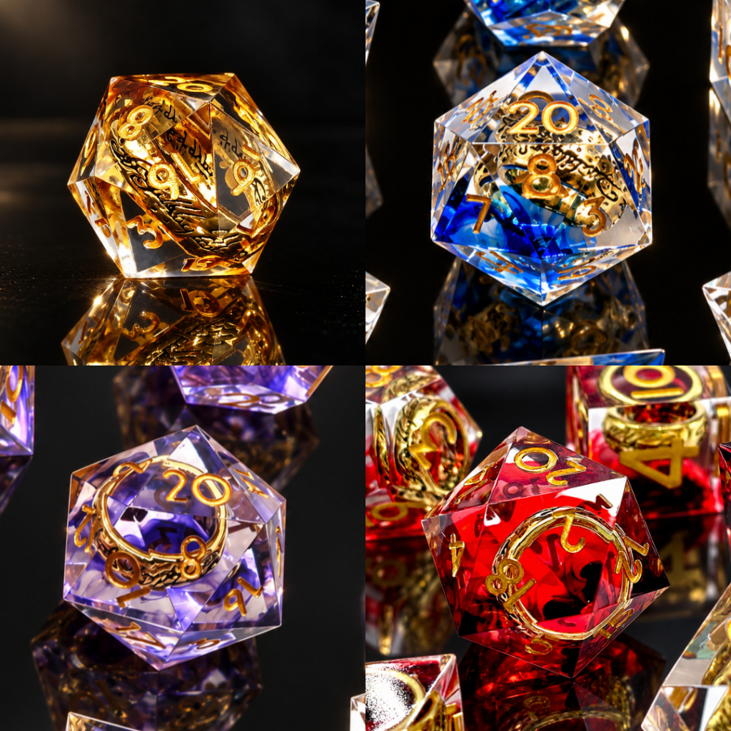 ลูกเต๋า Magic Rune Ring Resin Sharp Edge Dice Set 7 ลายวงแหวนเวทมนตร์ ...