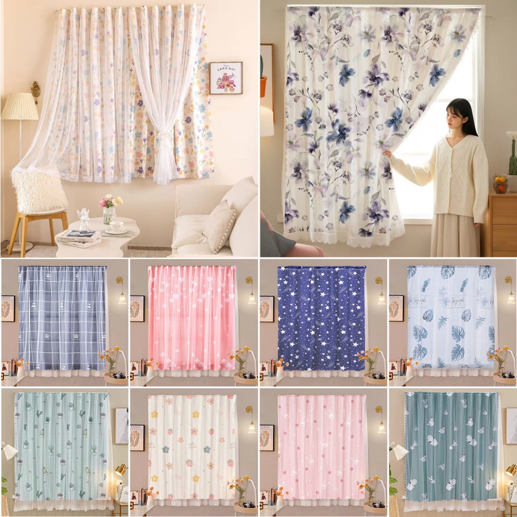 Nest ม่าน ผ้าม่านตีนตุ๊กแก ผ้ากั้นห้อง ลายการ์ตูน สไตล์มินิมอล ไม่ต้องเจาะผนัง - 2