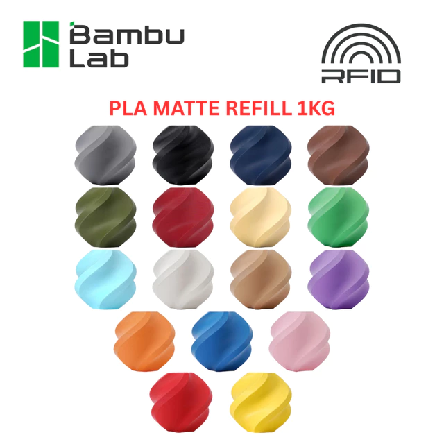 Bambu Lab PLA Matte Refill Filament 1KG 1.75mm ฟิลาเมนต์ PLA Matte สำหรับเครื่องพิมพ์ 3D รองรับ AMS