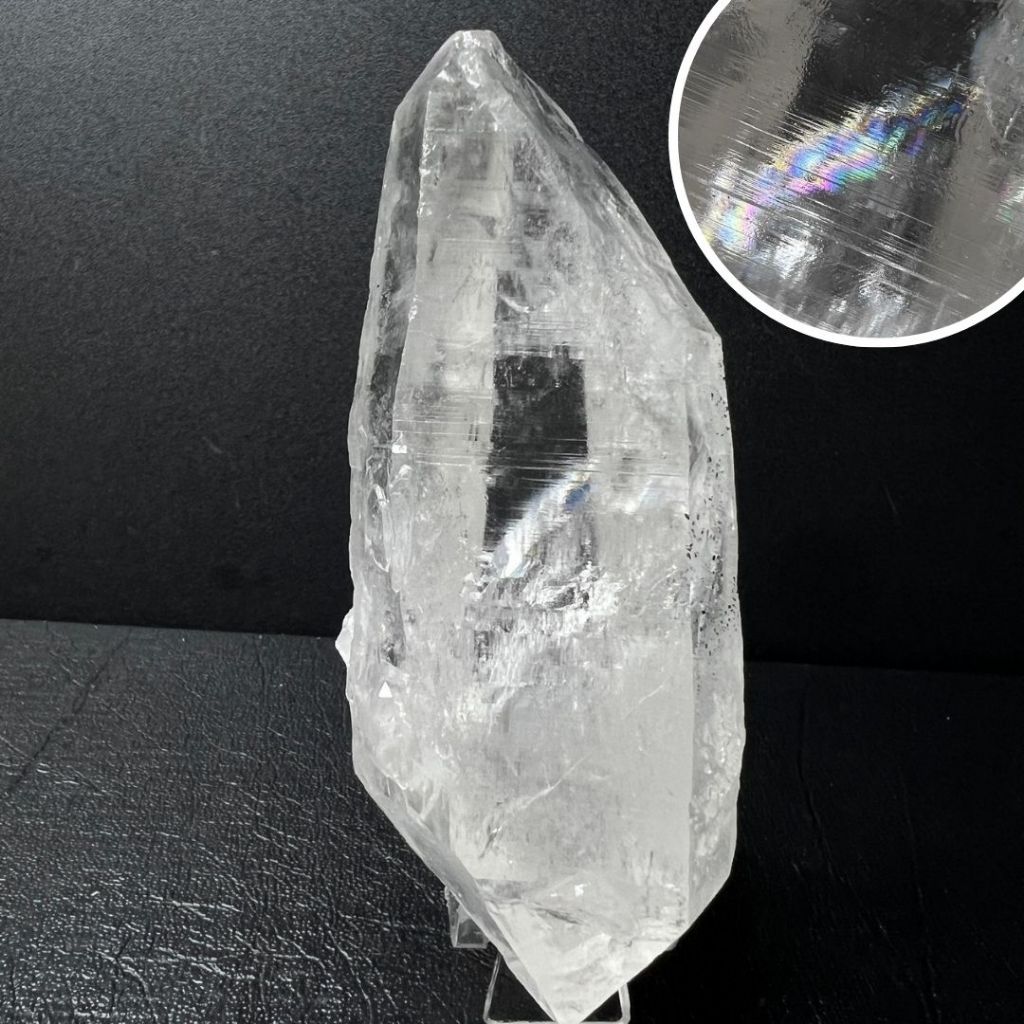 (325กรัม)ควอตซ์ใส 2 ปลาย มี Rainbow Master Quartz ก้อนดิบจากธรรมชาติ ...