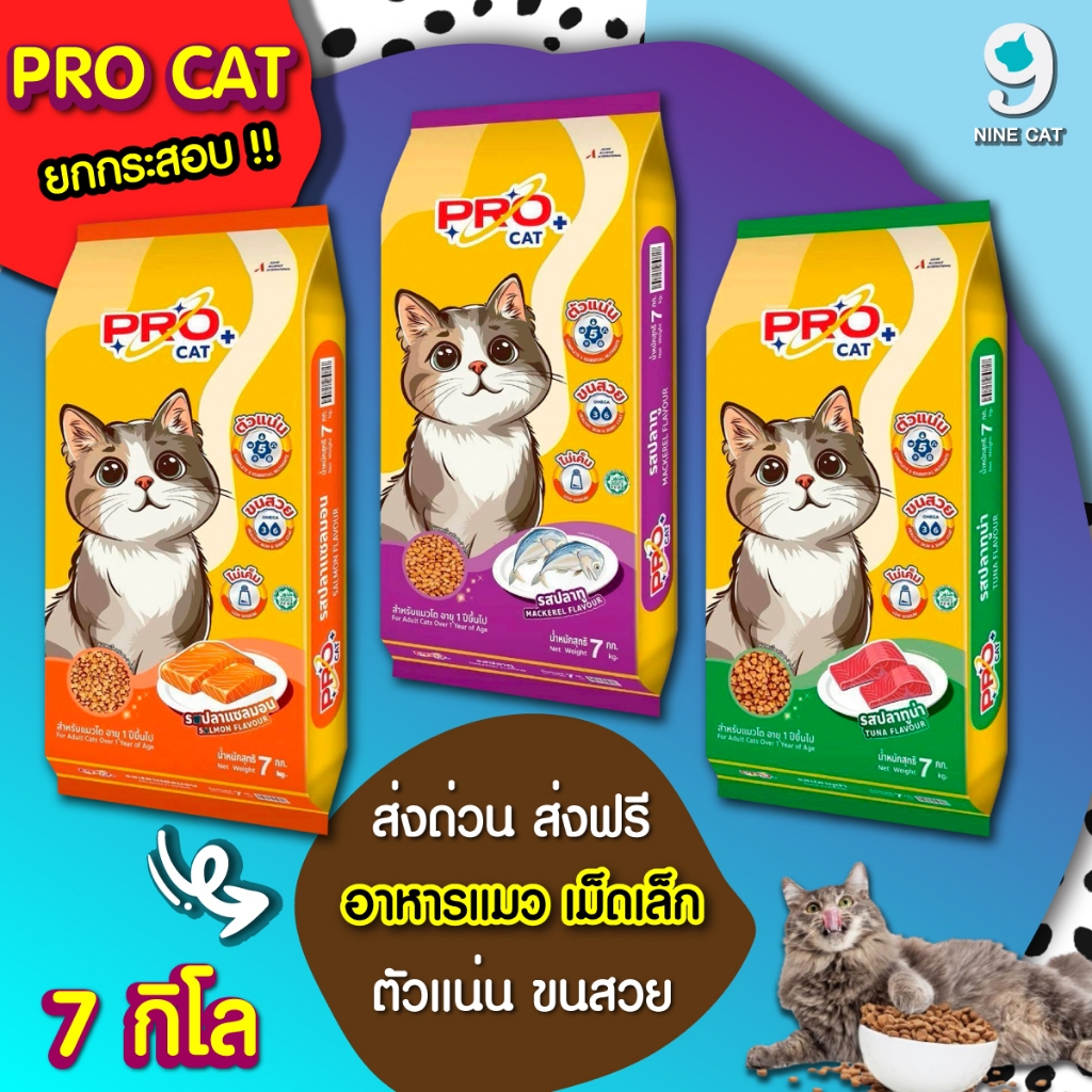 ( ใช้โค้ด ส่งฟรี ) Pro Cat 7 kg. อาหารแมว ยกกระสอบ โปรแคท มี 3 รสชาติ ...