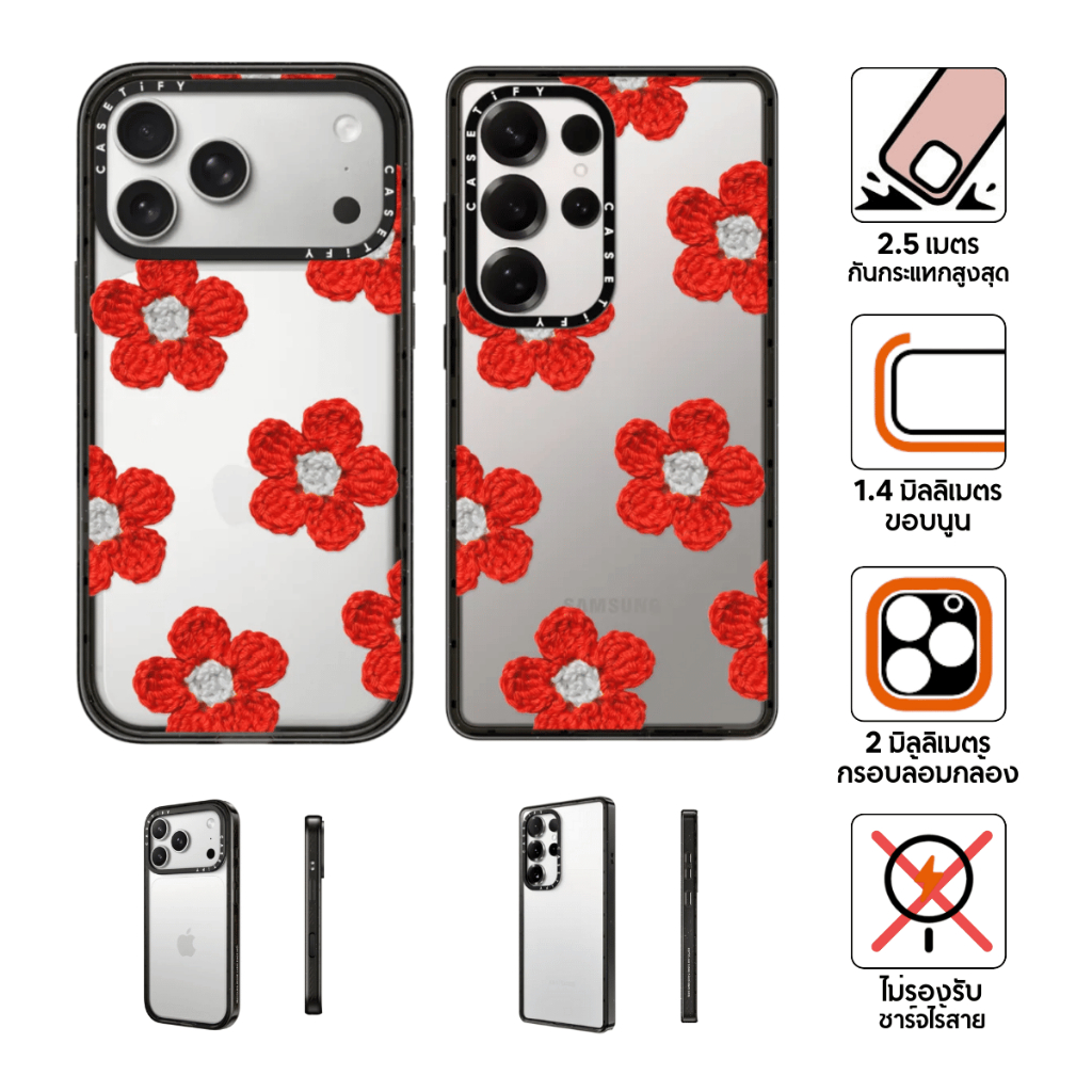 CASETiFY | Crochet Flowers - Red [Inspo] #For iPhone Samsung #แท้