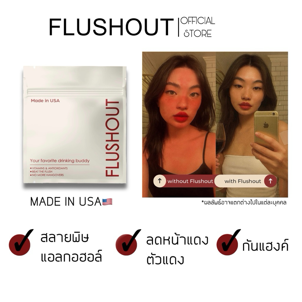 Flushout แผ่นแปะแก้หน้าแดง 1แผ่น | Shopee Thailand