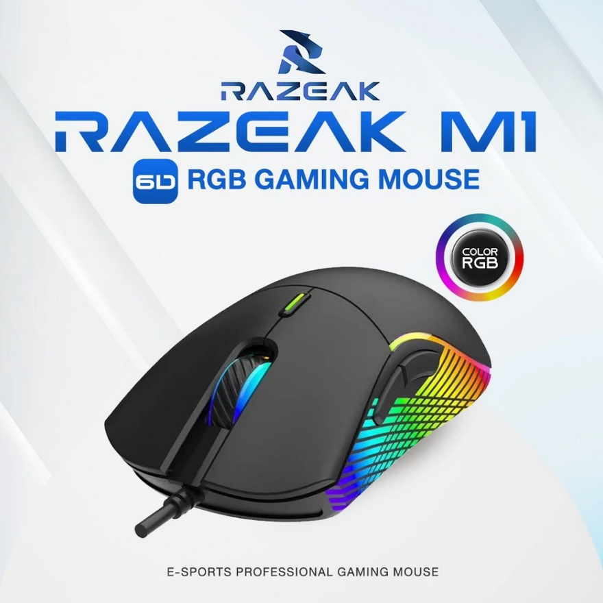 เมาส์เกมมิ่ง RAZEAK M1 6D RGB 6D RGB with customized design Side RGB ...