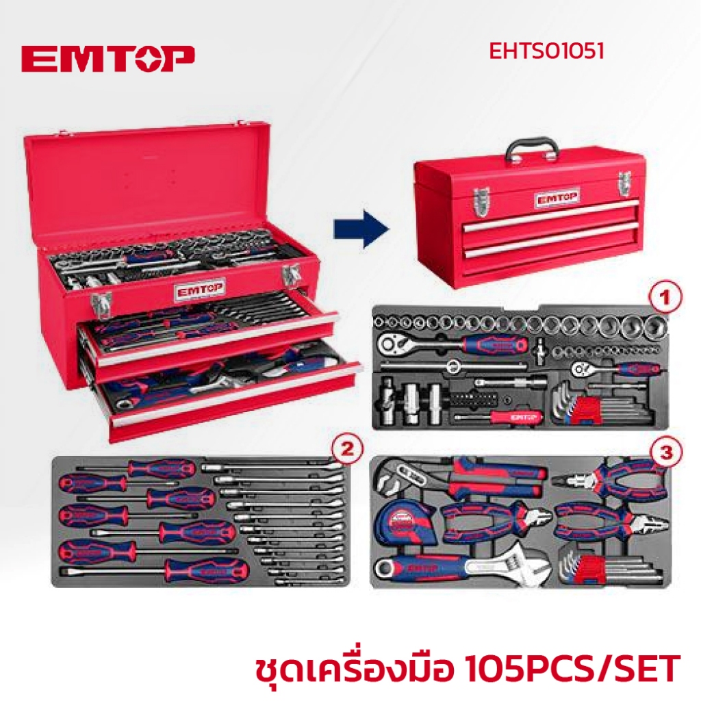 EMTOP ชุดเครื่องมือ 105PCS-SET รุ่น EHTS01051 | Shopee Thailand