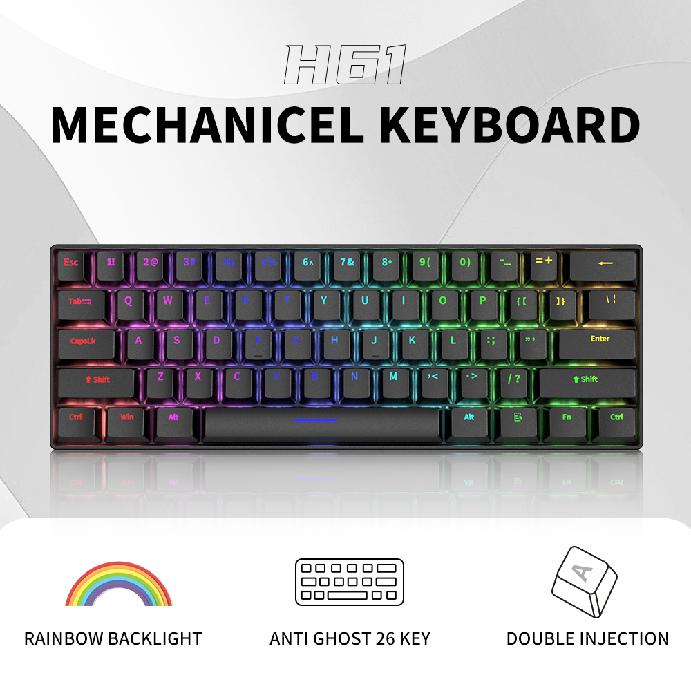 ZIFRIEND H61K คีย์บอร์ดเกมมิ่งเชิงกล Hot Swappable ขนาด 60% ไฟแบ็คไลท์สีรุ้ง พิมพ์ภาษาไทย