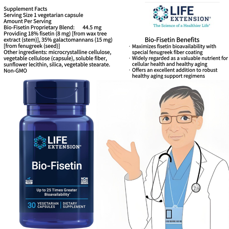 Life Extension Bio-Fisetin 30 vegetarian capsules supports healthy ...
