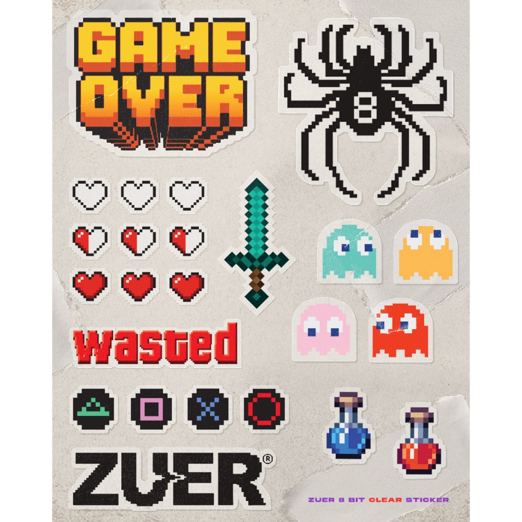 [แถมพร้อมเสื้อ] ZUER 8 Bit - Clear Sticker | Shopee Thailand