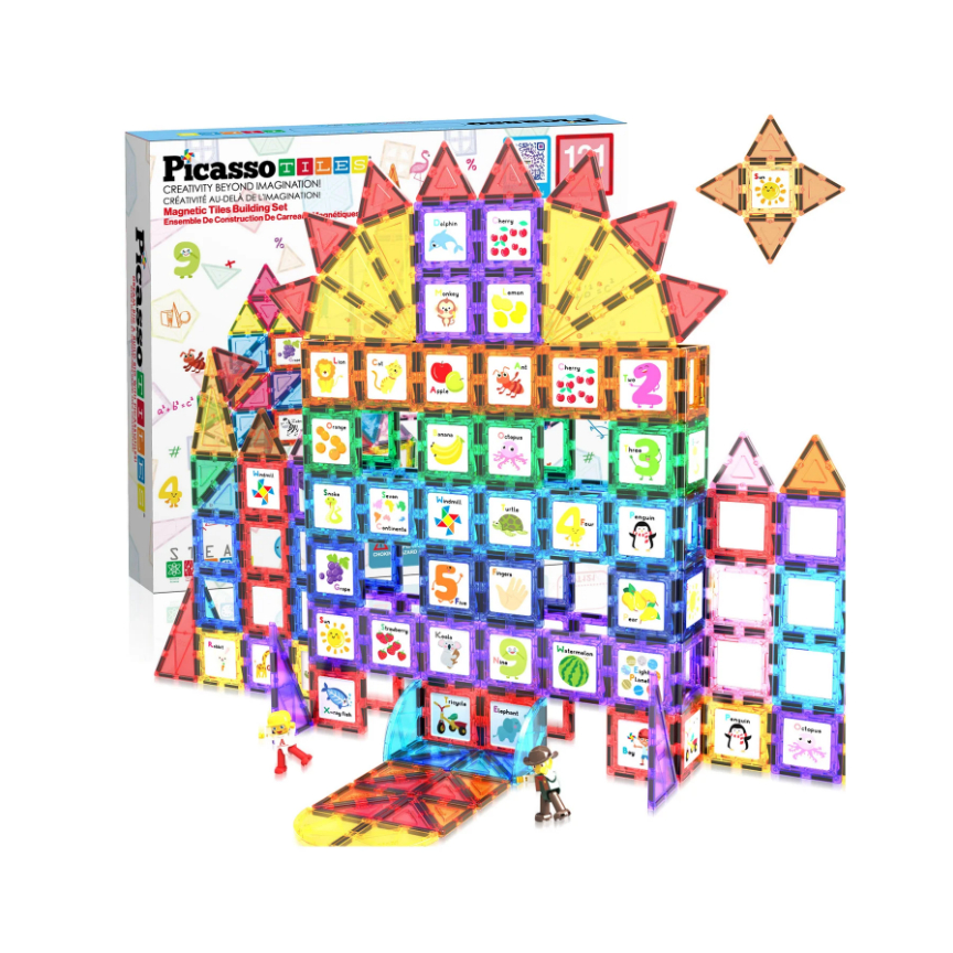 Picasso Tiles 121 Pc Graphical Inserts Magnetic Building Block Set ของ ...