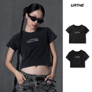 URTHE - เสื้อครอป แขนสั้น รุ่น CONSCIOUSNESS FADED BABY TEE