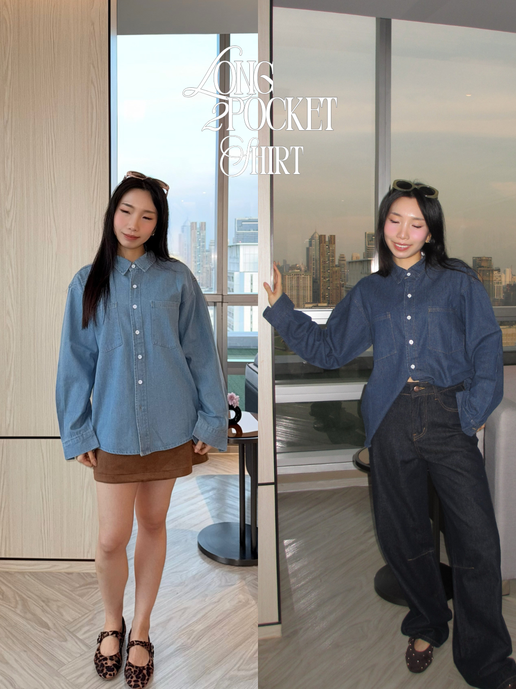 UIUI | LONG SLEEVES 2POCKET DENIM SHIRT เสื้อชิ้ตยีนส์แขนยาว | Shopee ...