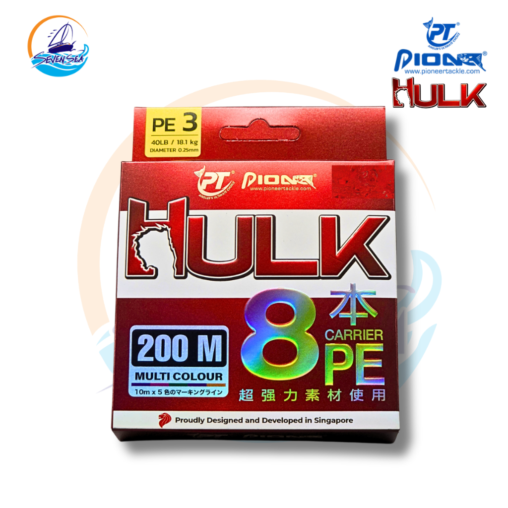 สายถัก Pioneer Hulk 8X Multi-Color 200m PE2 / PE3 สายพีอี 8 เส้น ถัก ...