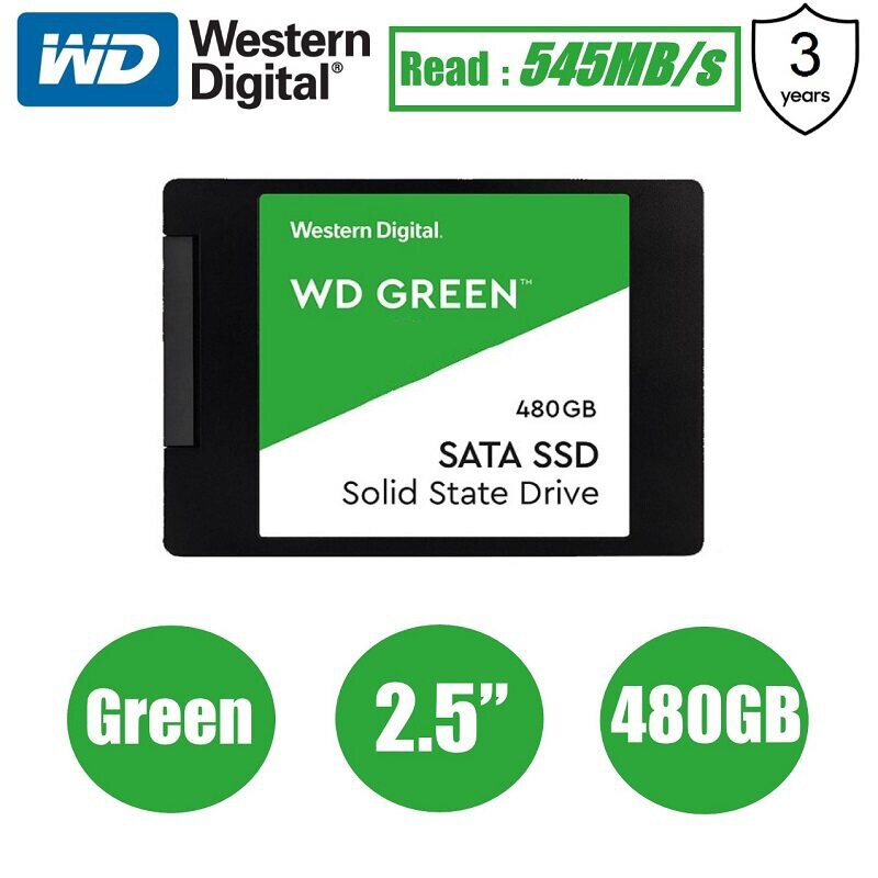 【จัดส่งในพื้นที่】Western Digital Green SSD 120GB 240GB 480GB 960GB SATA3 Internal Solid State Drive 2.5" ประกัน 3 ปี