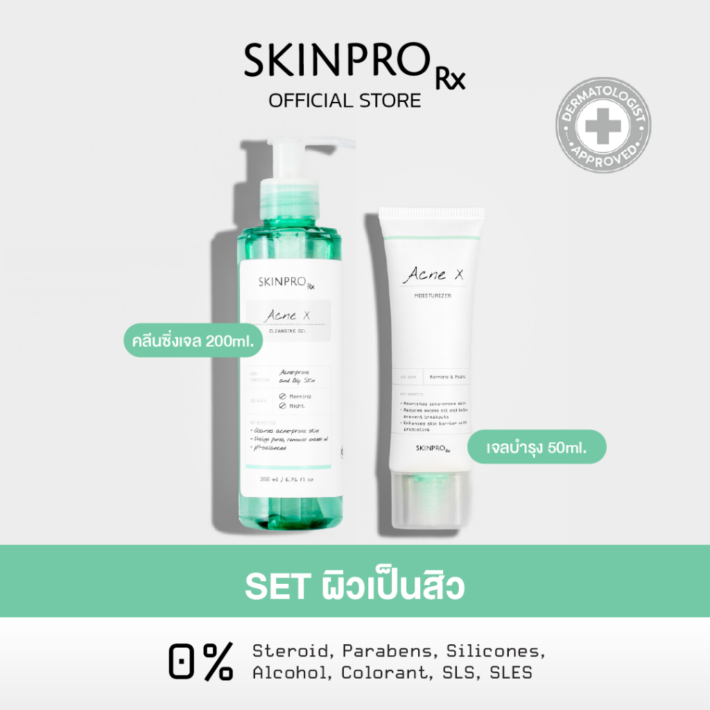 SKINPRO Rx SET ผิวเป็นสิว - Acne X Cleansing Gel 200ml & Acne X ...