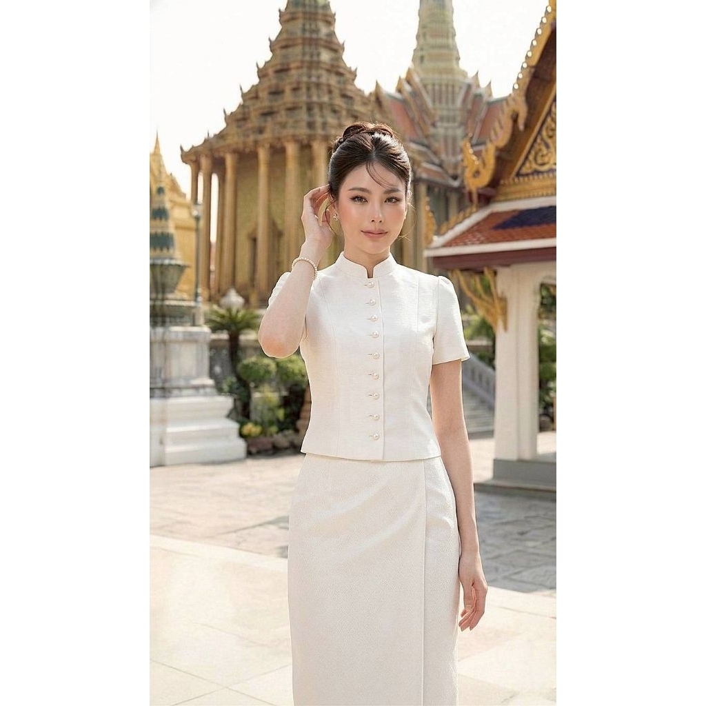 เซตผ้าไทยพรีเมี่ยม Hi-End ทรงยอดนิยม ใส่ได้หลายโอกาส ไซส์ S-4XL มุมมองที่ 3